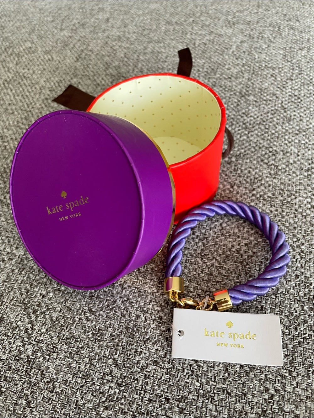 💜 kate spade “learn the ropes” purple twisted rope bracelet with gold hardware